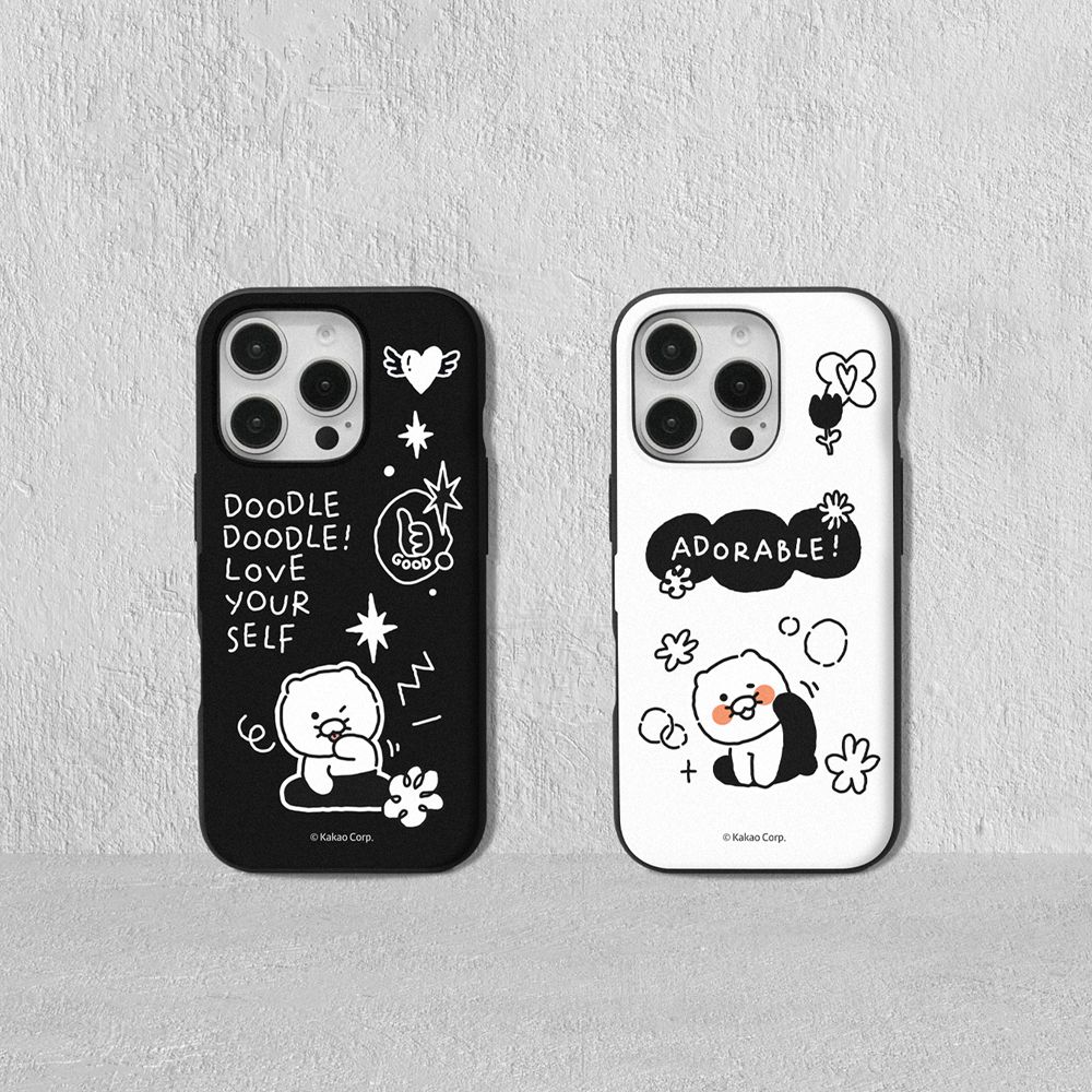 [S2B] KAKAO FRIENDS CHOONSIK Magnetic Door Wallet Card Case Compatible with iPhone – Dual Layer Protective Bumper Phone Case, Card Storage (2) - Made in Korea